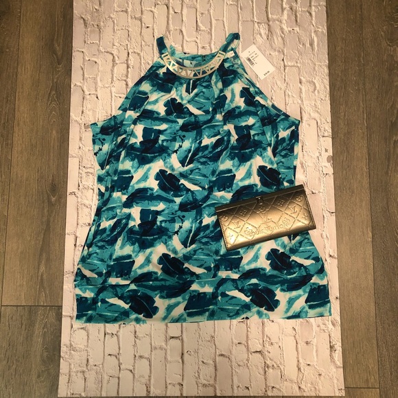 Ricki’s High Neck White, Turquoise, Green Tank Top US L - Picture 1 of 8